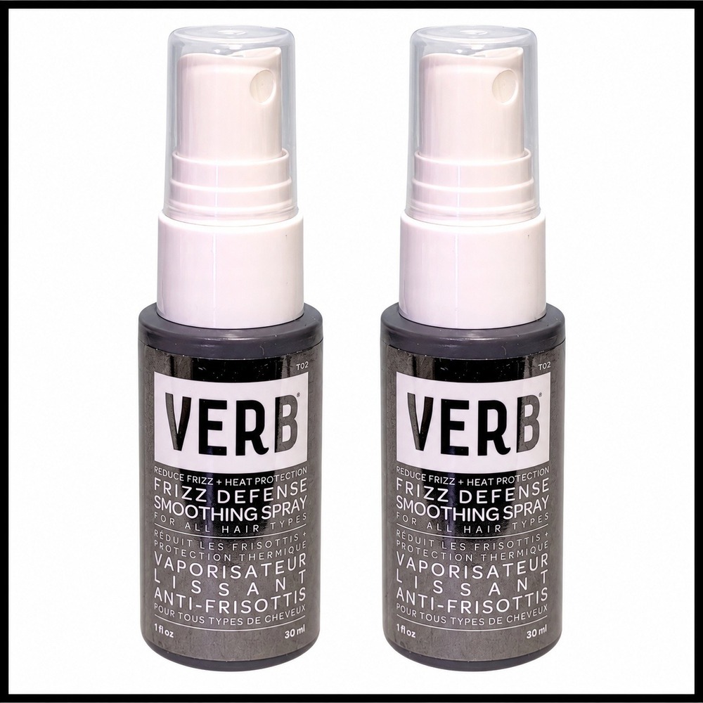 2 x VERB Frizz Defense Smoothing Spray for All Hair Types Heat Protection 1oz 30